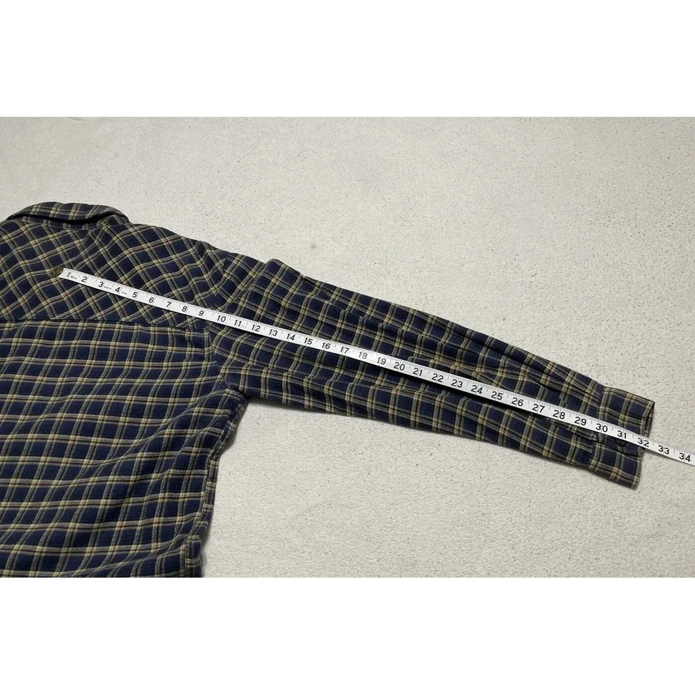 Mens Levis Flannel Shirt Size Large Blue Plaid Long Sleeve Pockets Button Up